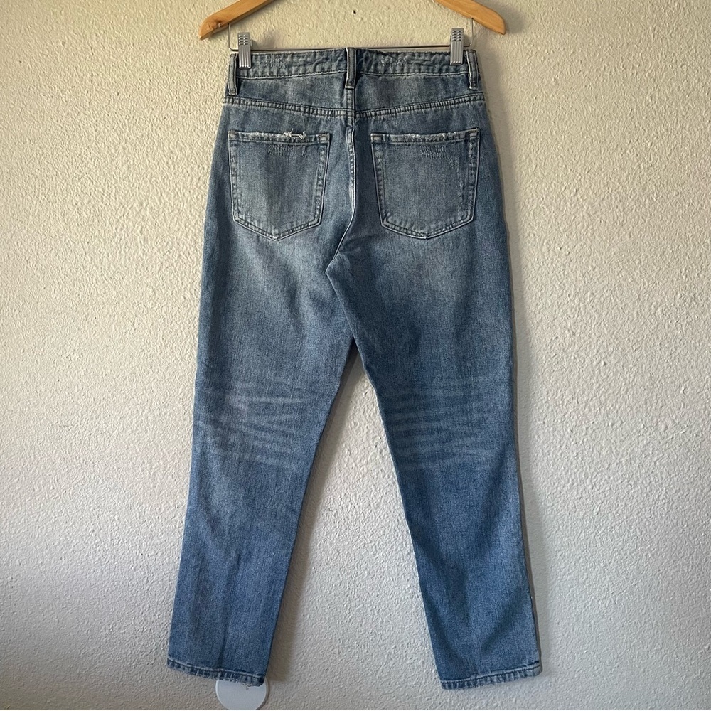 Vervet Jeans Womens 26 Blue Medium Wash Denim Mid Rise Tapered Distressed Ripped - Picture 7 of 12